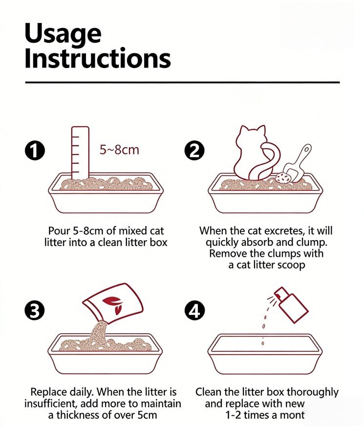 Mixed cat litter user instruction