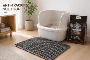 How to stop cat litter tracking, Best cat litter for low tracking, How to keep cat litter off the floor