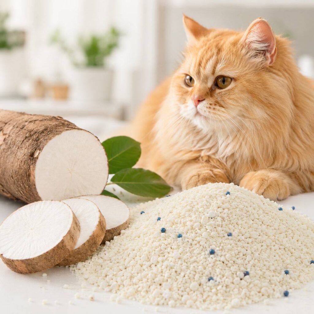 Cassava cat litter review, Natural plant based cat litter, Cassava vs tofu cat litter, Best cat litter for kittens sensitive feet, Premium flushable cat litter manufacturer