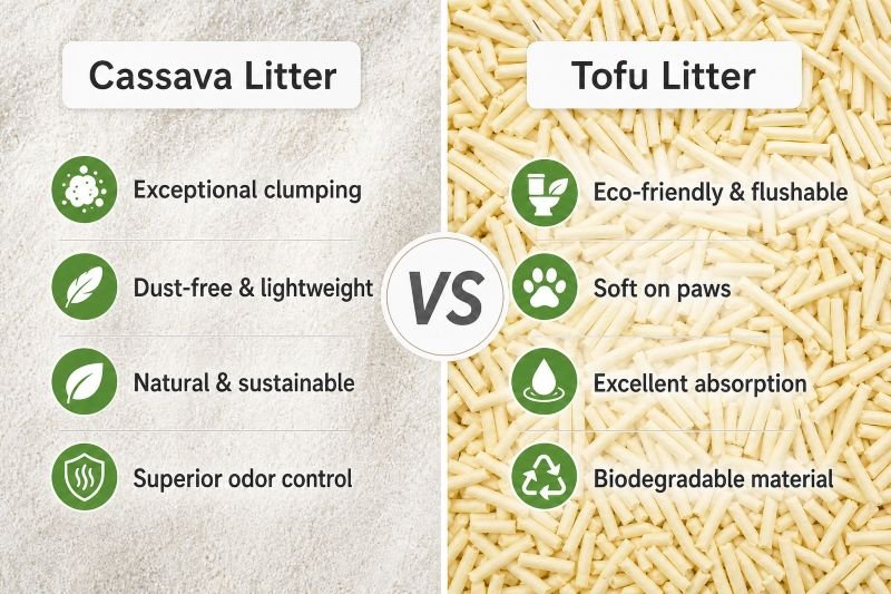 Cassava cat litter review, Natural plant based cat litter, Cassava vs tofu cat litter, Best cat litter for kittens sensitive feet, Premium flushable cat litter manufacturer