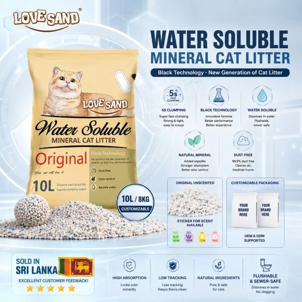 Mineral water-soluble litter
